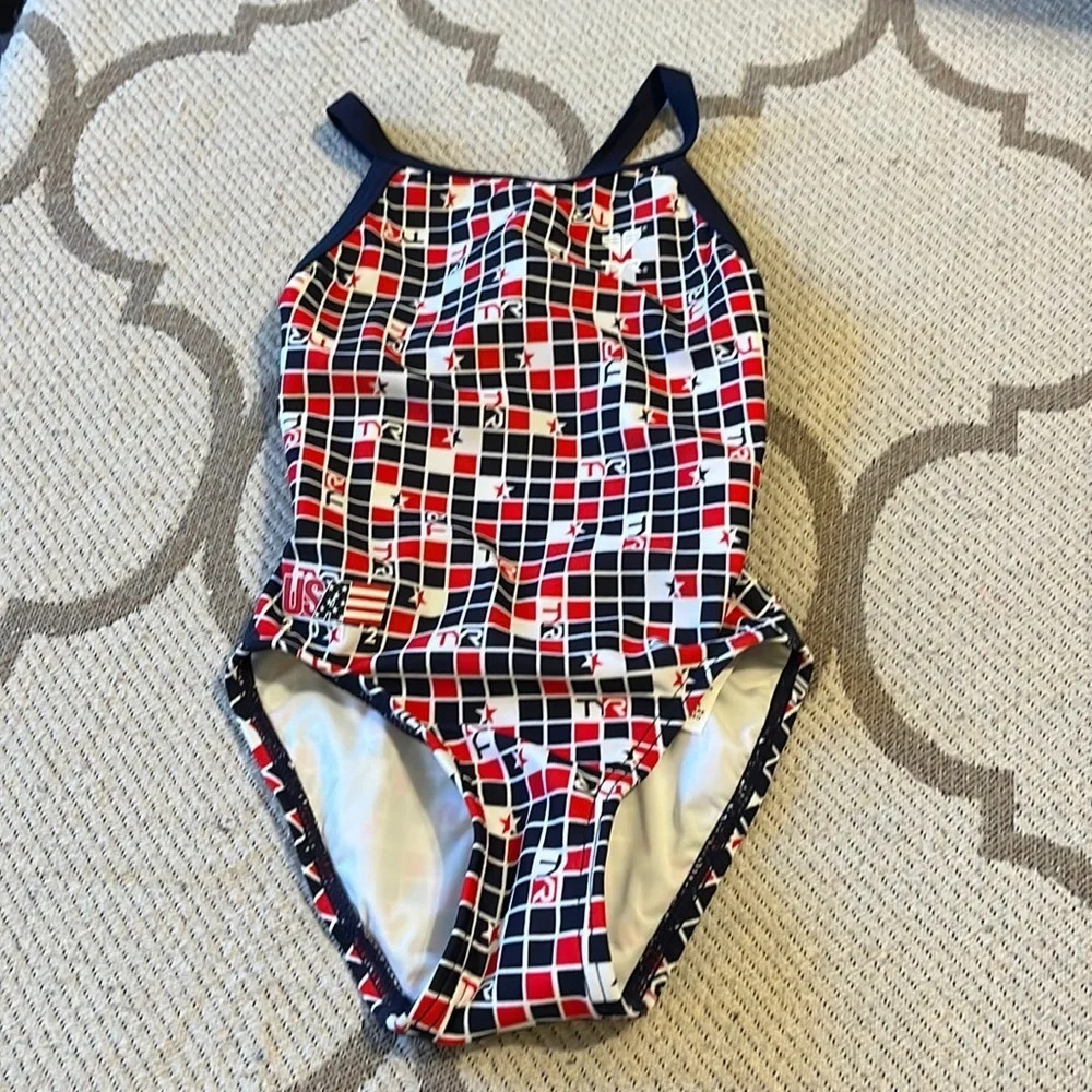 TYR kids USA 2012 Olympics Diamondback Print Swimsuit, size 20
